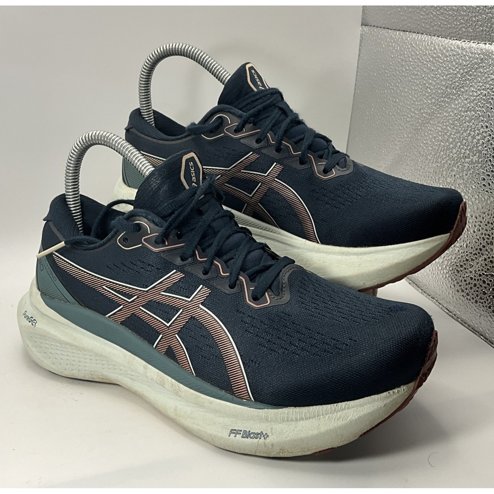 ASICS Gel-Kayano 30 Womens Sz 7 Running Shoes Navy Rose Gold 1012B357